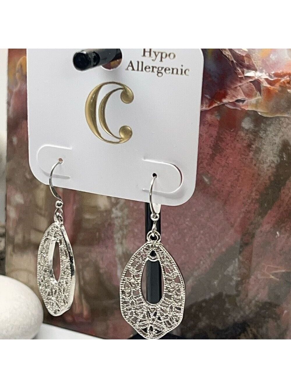 Charming Charlie Silver Dangle Filligree Earrings